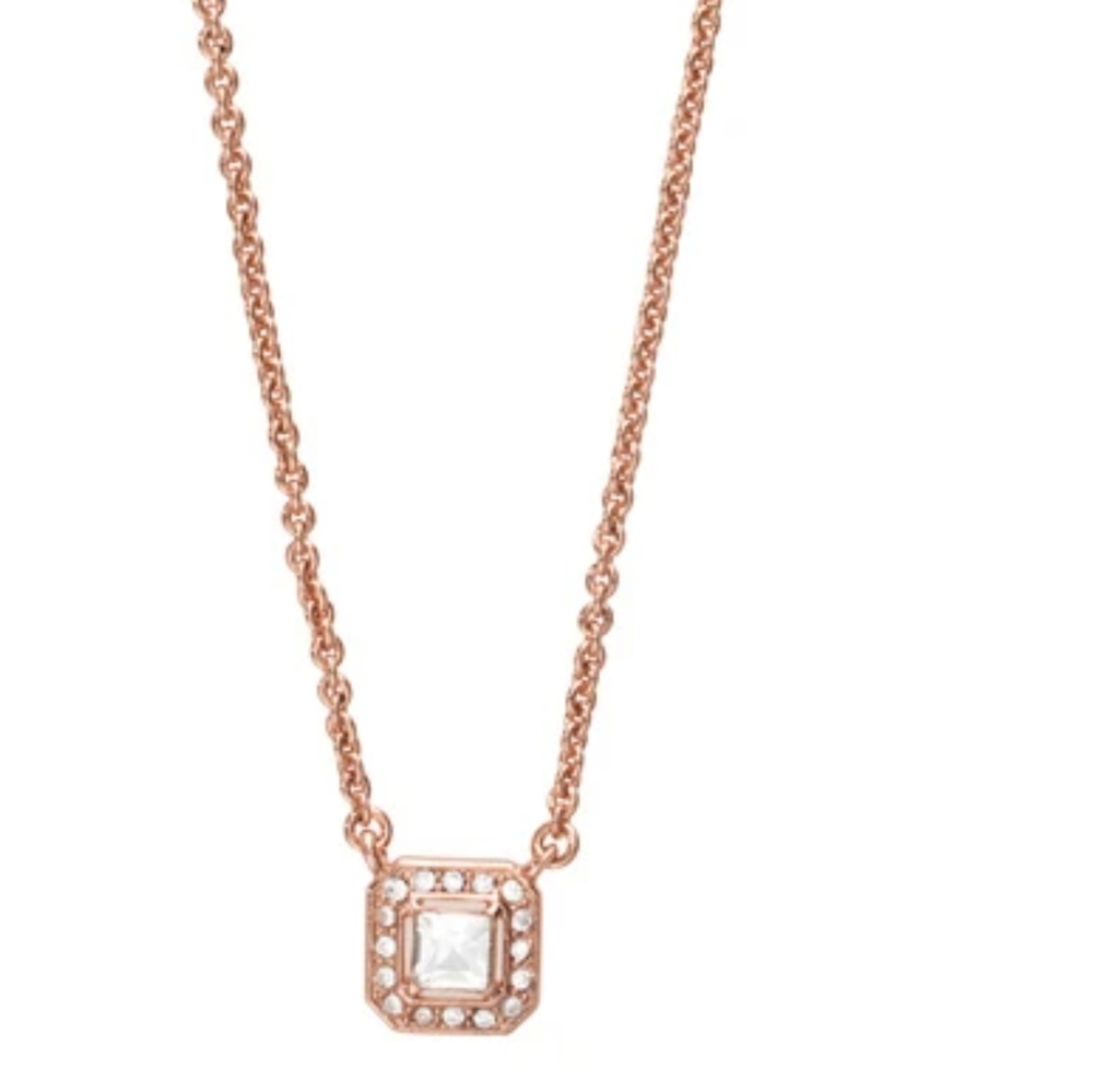 Last one!  c+i Square Crystal Pendant Necklace ROSE GOLD